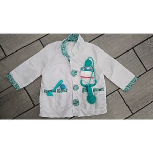 Melissa & Doug Kids Doctor Lab Coat Costume White Teal Medical Role Play Jacket